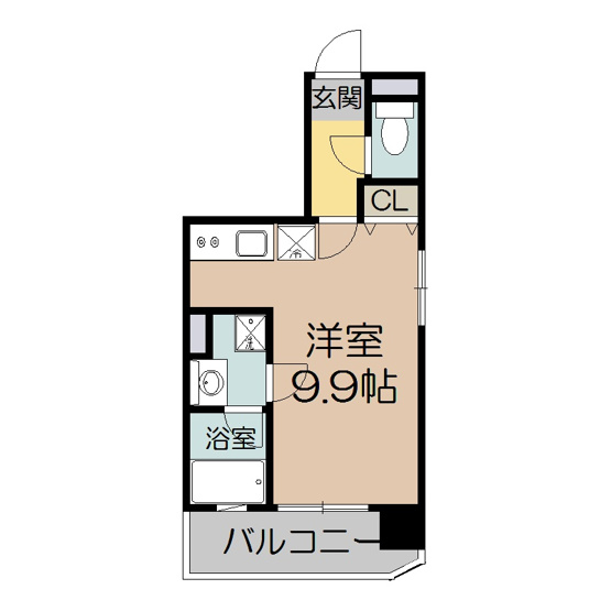 【間取り】 | ラシーヌ阿倍野 | １K　26.25平米