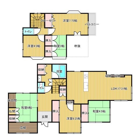 【間取り】 | たくさんお部屋がありお子様が多いご家庭にピッタリです