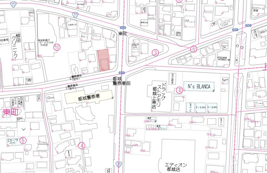 都城市東町の売地の土地図