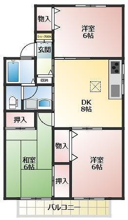 パークサイドアサヒB棟の間取り