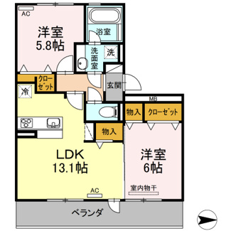 【間取り】 | サニープレイス十一屋 F棟