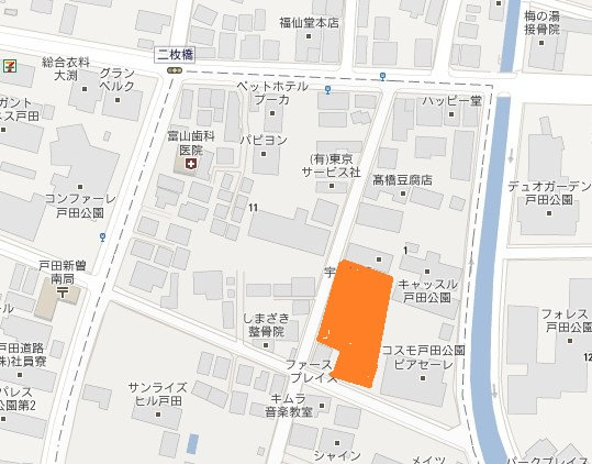 戸田市新曽南１丁目の駐車場の地図