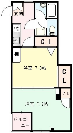 スリーベルズの間取り|★収納豊富なお部屋★