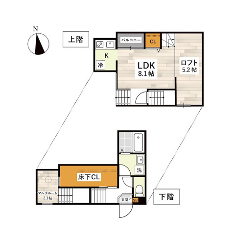 熊本市中央区国府４丁目のアパートの間取り