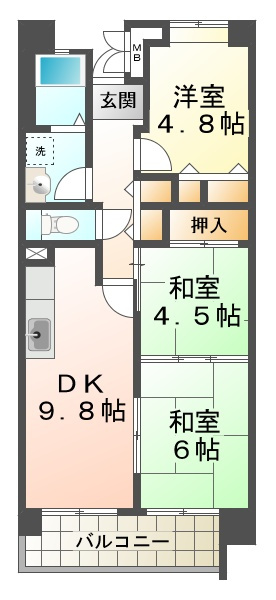 王塚西シティコートの間取り|王塚西シティコート