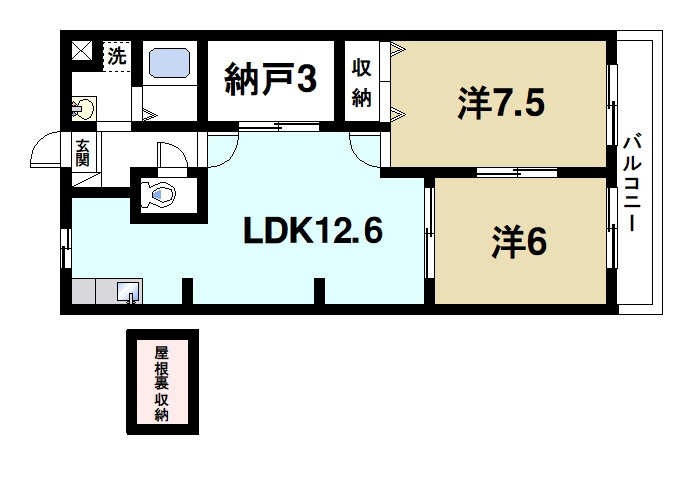 アベニール（二階堂上ノ庄町）の間取り|2LDKの間取りです