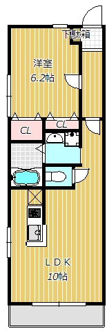 【間取り】 | ベストナインイースト | カウンターキッチンが素敵な1ＬＤKのお部屋です。