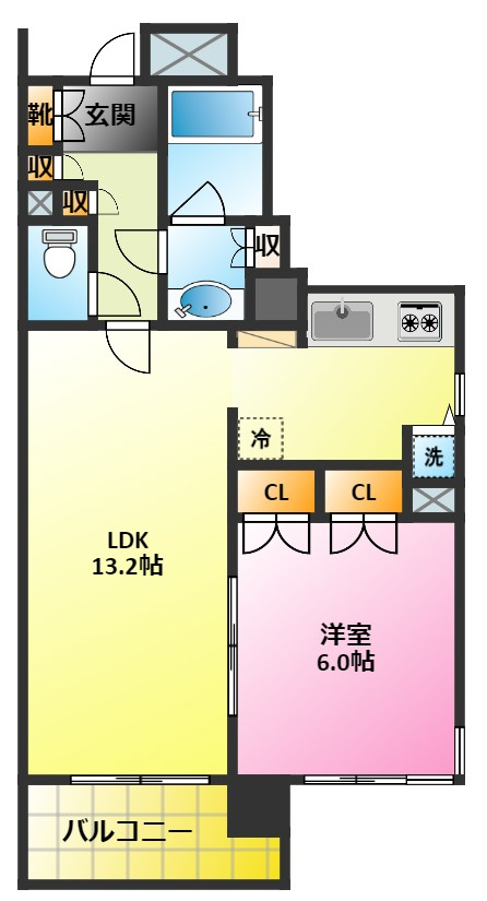 クラッサ元住吉の間取り|２人入居可☆追い焚き機能付きバス☆
