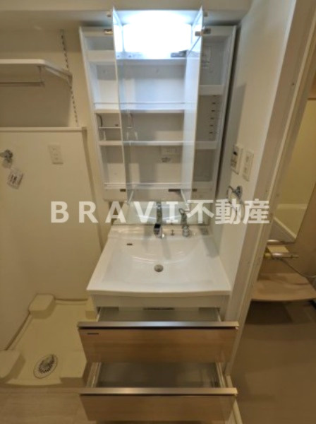 ARTFORM天満橋（アートフォルム天満橋）　BRAVI不動産の独立洗面台|【ARTFORM天満橋】収納も豊富な独立洗面台