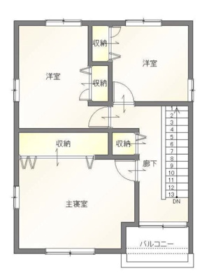 【参考プラン】 | 面影1丁目①（西側角地）土地 | プラン例（2階）です。