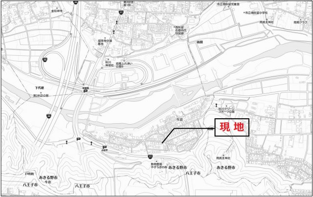 あきる野市牛沼売地の地図