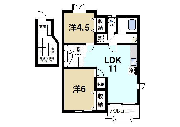 パークサイドコート１の間取り|2LDKのお部屋です