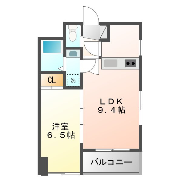 熊本市中央区九品寺１丁目の賃貸マンションの間取り