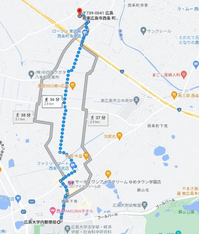 ★3+1プログラム★TSTⅡ・Ⅲの地図|広島大学前郵便局まで徒歩36分（36 min. walk to Hiroshima University）