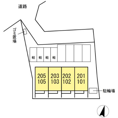 熊本市中央区渡鹿４丁目のアパートの区画図
