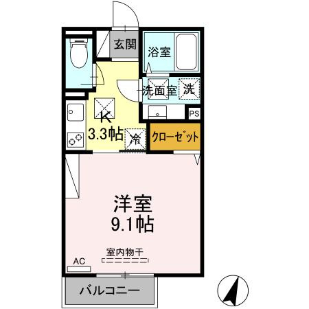 熊本市中央区渡鹿４丁目のアパートの間取り