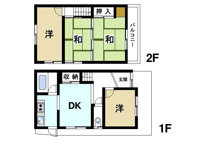 東九条町貸家の間取り|ファミリーさんにオススメです