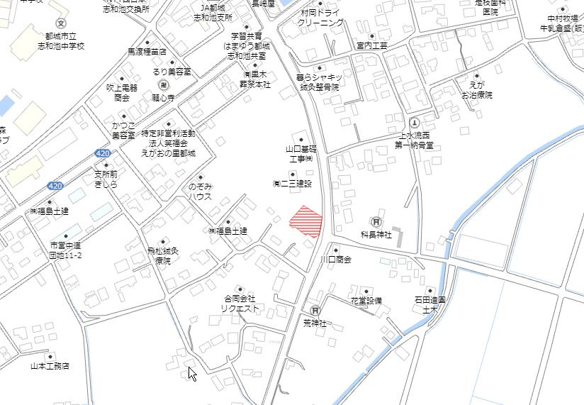 都城市上水流町の売地の土地図