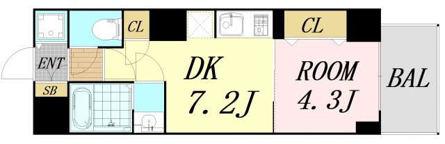 S-RESIDENCE堺筋本町Uno 仲介手数料無料の間取り