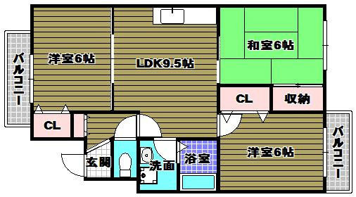七々色ハイツの間取り
