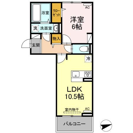 熊本市西区上代２丁目のアパートの間取り