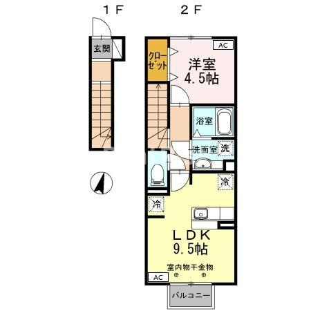 一宮市大和町妙興寺字儀郎のアパートの間取り