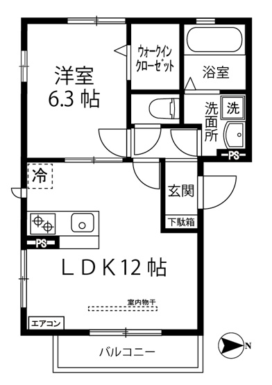 【間取り】 | サニープレイス | 1LDKタイプはキッチンと寝室を分けたい方におすすめです☆カップルさんや新婚さんにも大人気！なんと言っても最上階・角部屋・二面採光なのが嬉しい♪