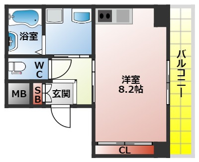 セレコート寝屋川本町の間取り|１Ｒの間取り