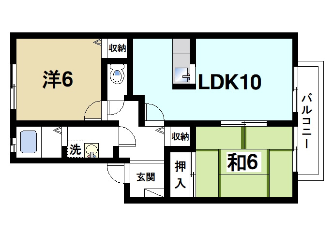 フォレストハイツ富堂町Bの間取り|2LLDKの間取り