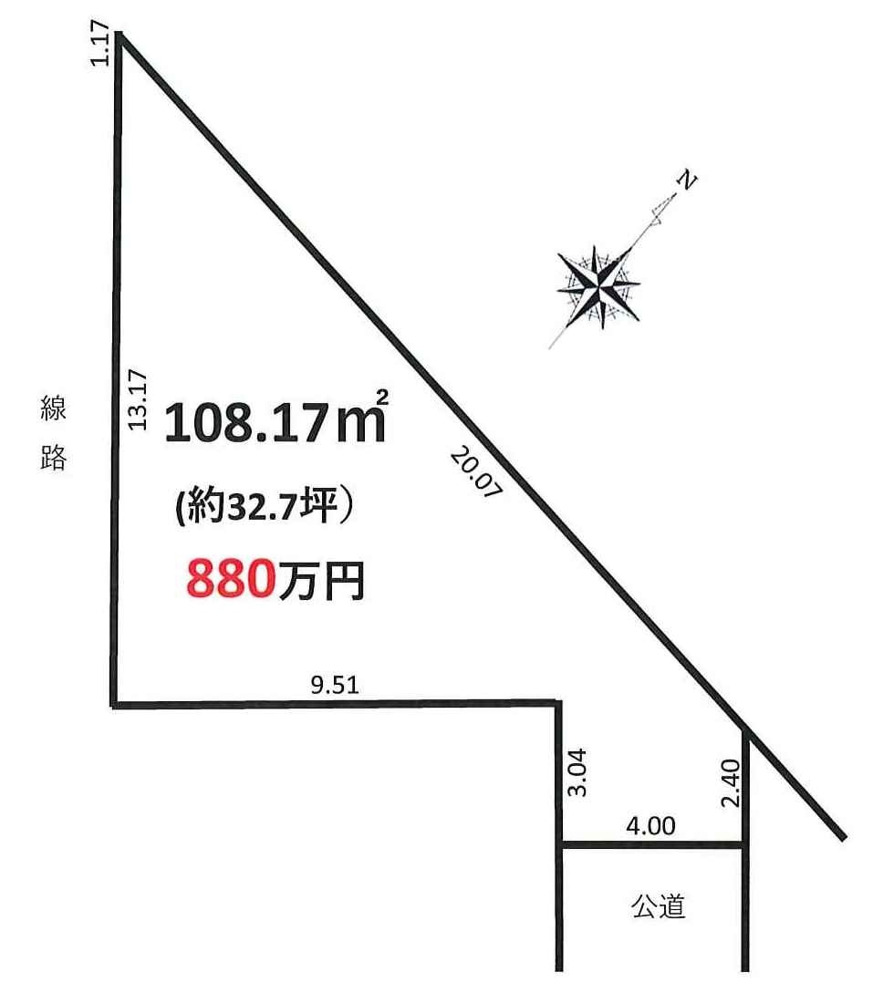 川越市的場　建築条件なし売地　「霞ヶ関駅」徒歩　の土地図