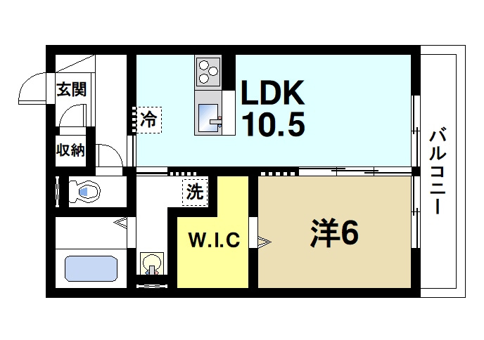 グランデの間取り|ゆったりと暮らせる1LDKの間取りです。