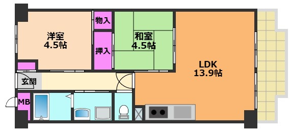【間取り】 | シャルマンコーポ摂津富田