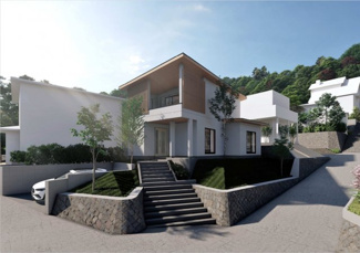 【外観】 | 海と山に囲まれた自然豊かな住空間に佇むモダンな新築住宅です。