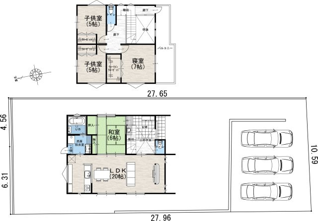 【土地図＋建物プラン例】の画像