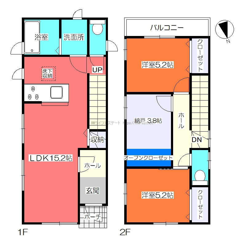【No.5892】青葉町3丁目/2LDKS/未入居/家具＆太陽光発電付の間取り