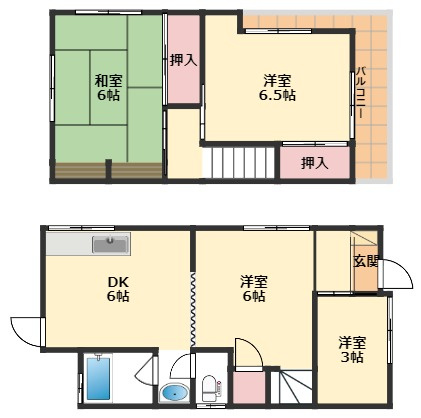 春日野町戸建ての間取り