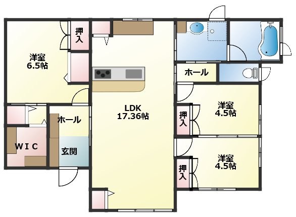 沖町戸建の間取り|■水廻りを近付けた間取りで家事の時短に繋がります◎
■お子様のお部屋もきちんと確保できます◎