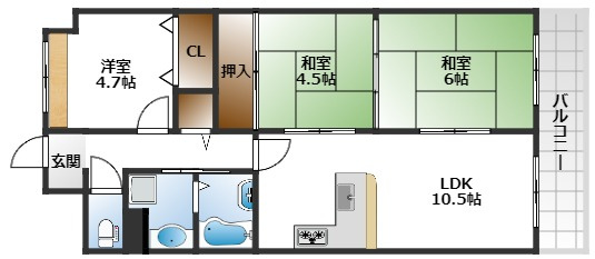 【間取り】 | ロイヤルヒルズ待兼山
