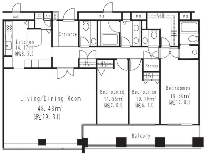 港区赤坂５丁目の賃貸マンションの間取り