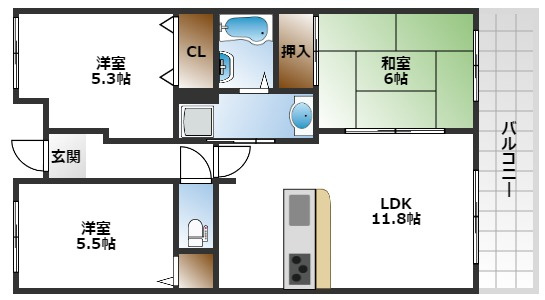 【間取り】 | エスポワール豊中宮山