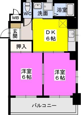 ドミール平尾の間取り|ドミール平尾（2DK）　間取り