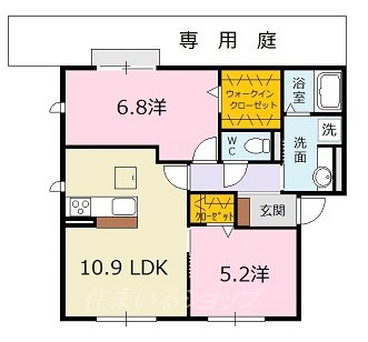 広島市安佐北区口田南９丁目のアパートの間取り
