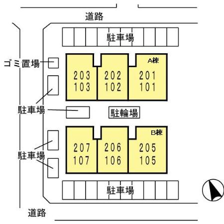 セジュール小森野ⅡA棟の区画図