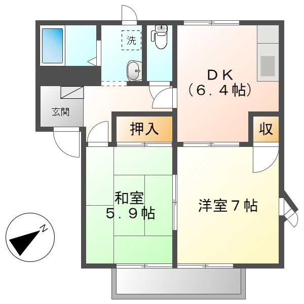 フレグランスまほろばＡの間取り
