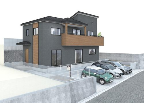 ブルーミングガーデン　岡山市北区津高の外観パース