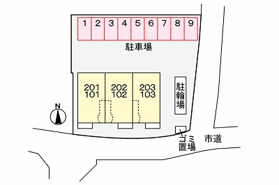 八女市馬場のアパートの区画図