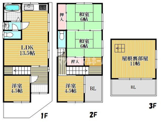 【間取り】 | 若江東町4丁目戸建