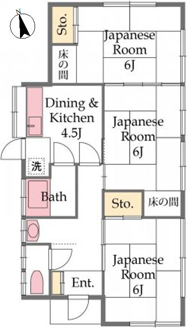 東松山市松山町３丁目 【賃貸中物件】平家戸建(オーナーチェンジ)の間取り