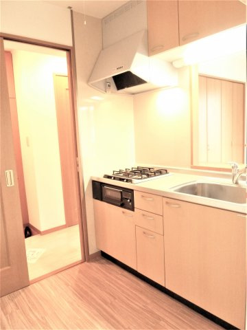 プリュムのキッチン|２口ガスコンロシステムは、うれしいカウンターキッチンです