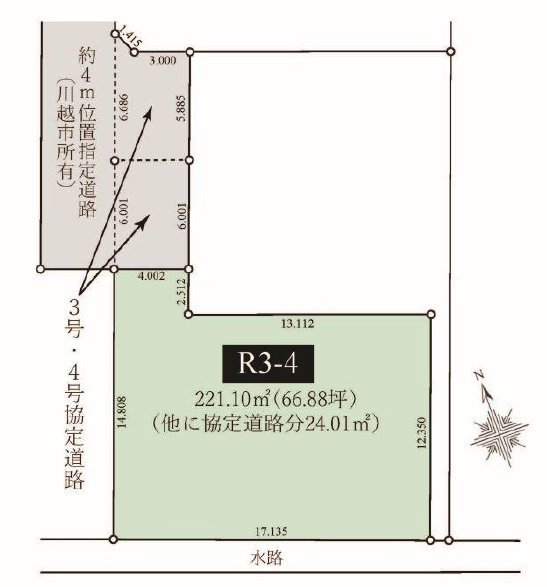 敷地面積６６坪　売地　川越市寺山R3-4